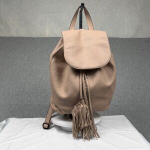 Rebecca Minkoff Julian Backpack Nude Blush Pebbled Leather Tassel Drawstring Bag